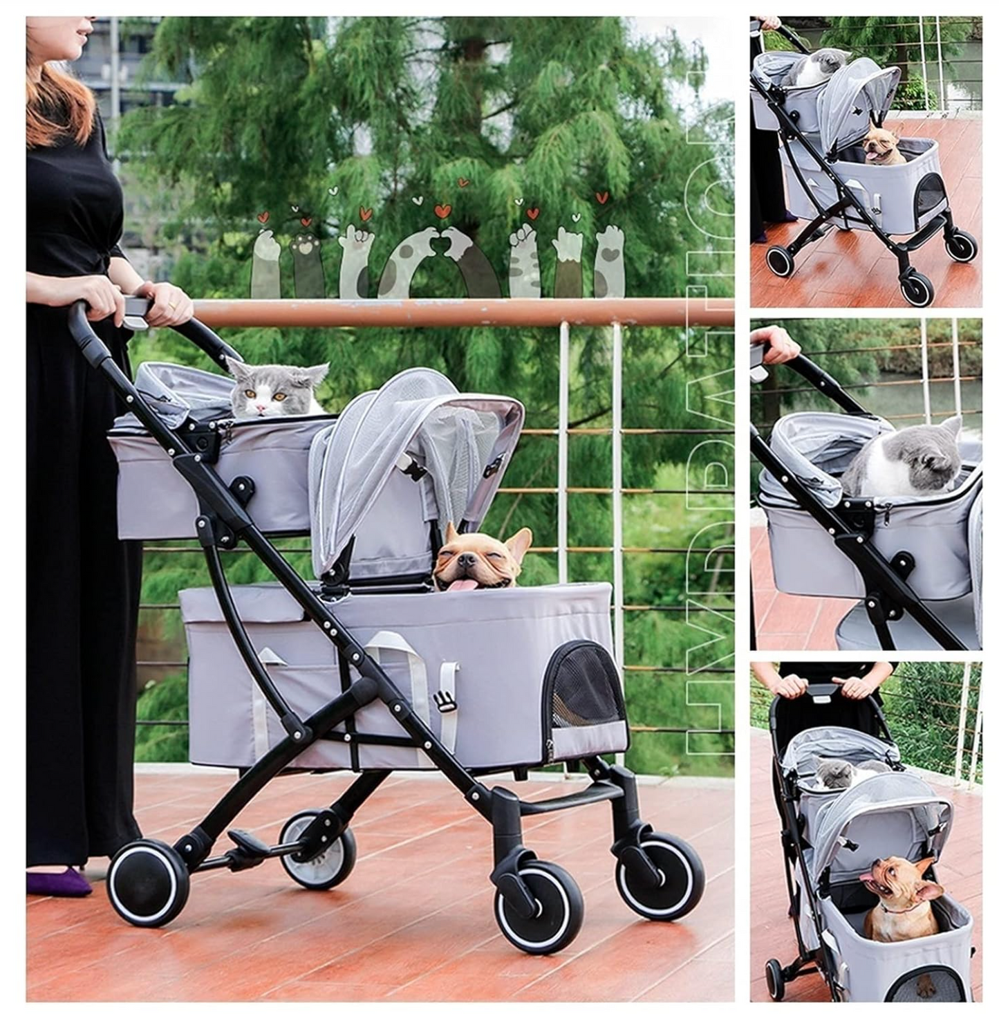 Double‑Layer Cat Stroller (for two cats)