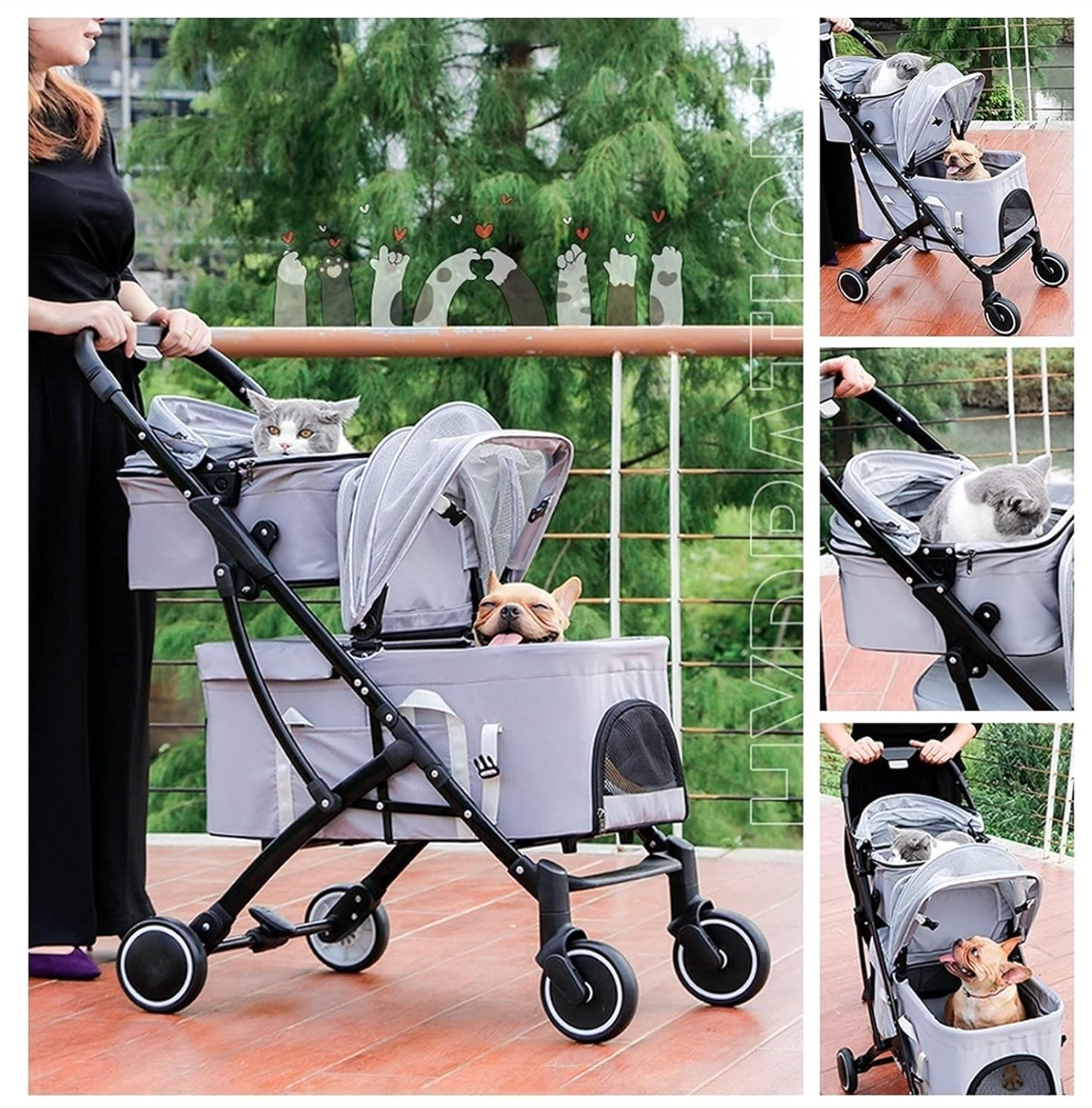 Double‑Layer Cat Stroller (for two cats)